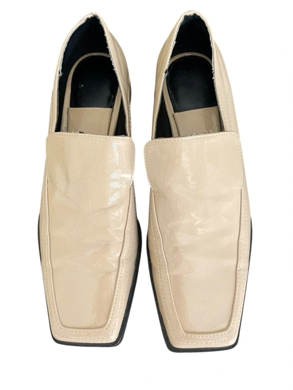 Zara Beige Patent Leather Slip-On Block Heel Square Toe Loafers (EU36/US 5.5-6) - Picture 3 of 11